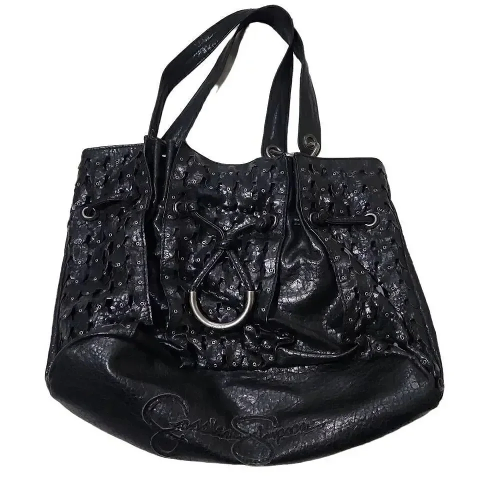 Jessica Simpson Ladies Black Grommet Handbag